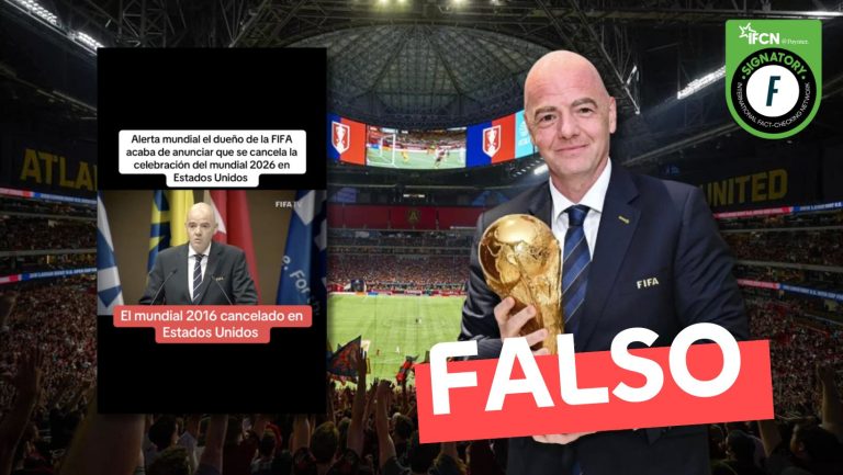 Lee más sobre el artículo “El dueño de la FIFA acaba de anunciar que se cancela la celebración del Mundial 2026 en Estados Unidos”: #Falso