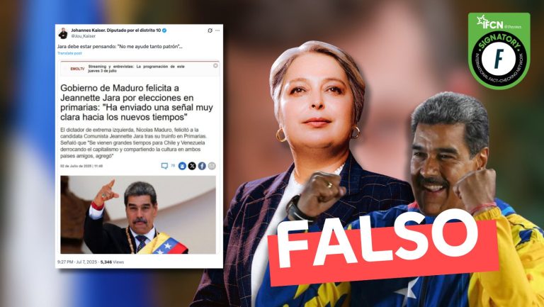Lee más sobre el artículo (Imagen) “Gobierno de Maduro felicita a Jeannette Jara por elecciones en primarias: ‘Ha enviado una señal muy clara hacia los nuevos tiempos'”: #Falso
