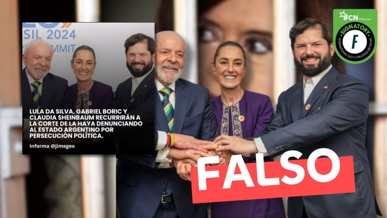 Lee más sobre el artículo Lula da Silva, Gabriel Boric y Claudia Sheinbaum denunciarán al Estado argentino por persecución política contra Cristina Fernández: #Falso