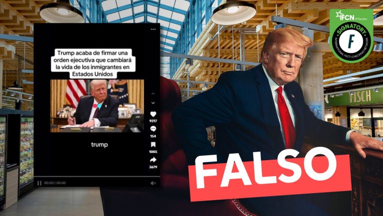 Lee más sobre el artículo Donald Trump firmó una orden ejecutiva que limita el acceso de migrantes a supermercados y farmacias: #Falso