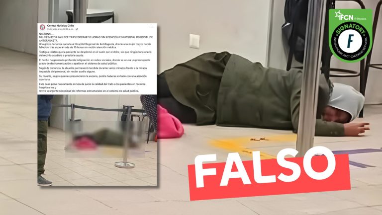 Lee más sobre el artículo “Mujer mayor fallece tras esperar 10 horas sin atención en Hospital Regional de Antofagasta”: #Falso