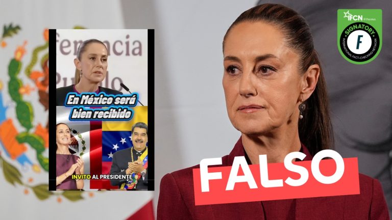 Lee más sobre el artículo Claudia Sheinbaum: “Invito al presidente Nicolás Maduro a México. Me aseguraré de brindarle una buena protección durante el tiempo que necesite”: #Falso