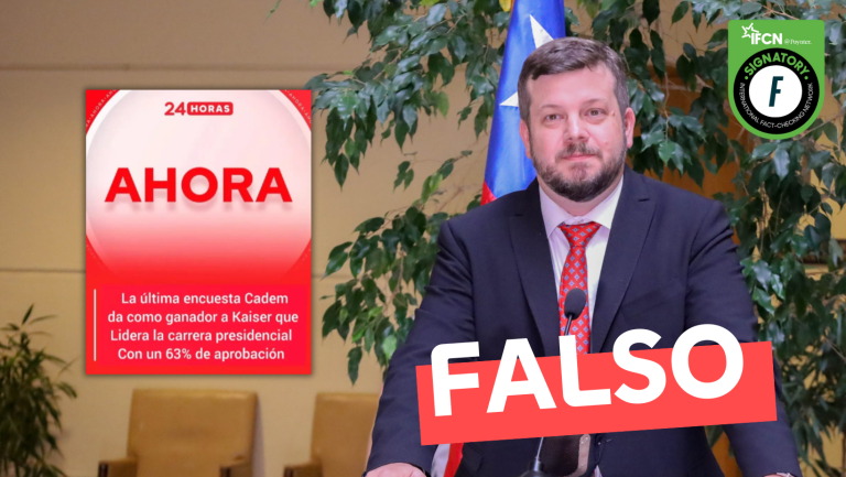 Lee más sobre el artículo (Imagen) “La última encuesta Cadem da como ganador a Kaiser, que lidera la carrera presidencial con un 63% de aprobación”: #Falso