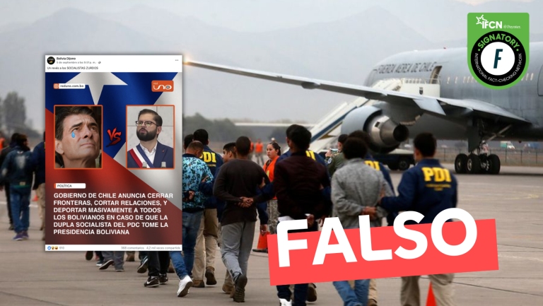 Lee más sobre el artículo “Gobierno de Chile anuncia deportar masivamente a todos los bolivianos en caso de que la dupla socialista del PDC tome la presidencia boliviana”: #Falso