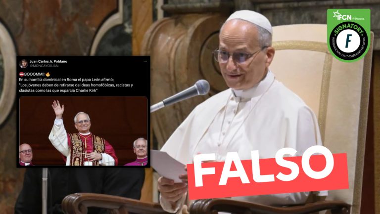 Lee más sobre el artículo “Papa León afirmó: ‘Los jóvenes deben de retirarse de ideas homofóbicas, racistas y clasistas como las que esparcía Charlie Kirk'”: #Falso
