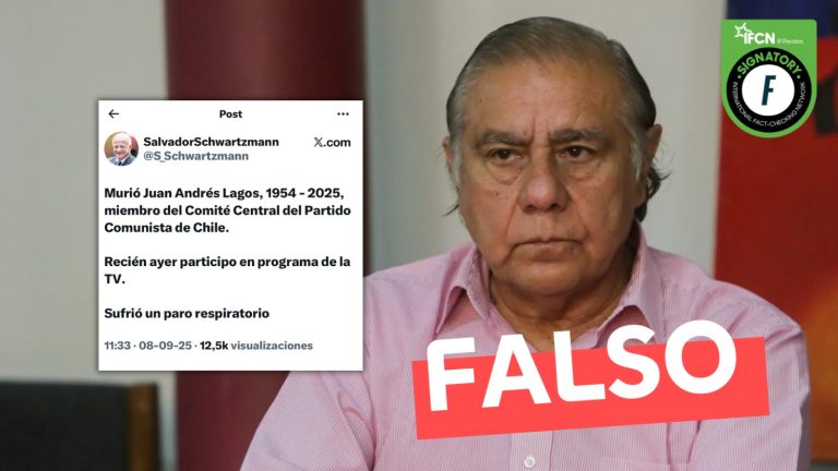 Lee más sobre el artículo “Murió Juan Andrés Lagos, miembro del Comité Central del Partido Comunista de Chile”: #Falso