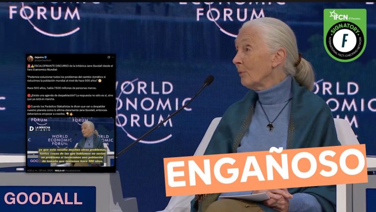 Lee más sobre el artículo Jane Goodall propuso reducir la población mundial al nivel de hace 500 años para solucionar los problemas del cambio climático: #Engañoso
