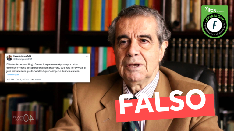 Lee más sobre el artículo “El teniente coronel Hugo Guerra Jorquera murió preso por haber detenido y hecho desaparecer a Bernarda Vera”: #Falso