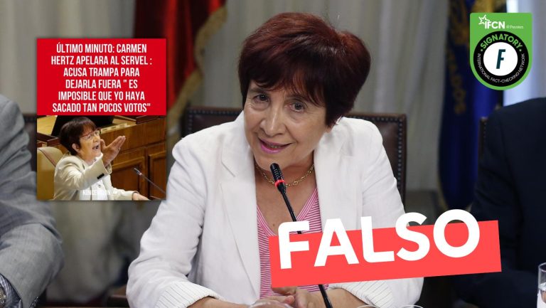 Lee más sobre el artículo (Imagen) “Carmen Hertz apelará al Servel: acusa trampa para dejarla fuera ‘es imposible que yo haya sacado tan pocos votos'”: #Falso