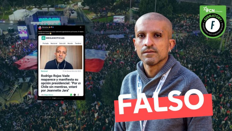 Lee más sobre el artículo (Imagen) “Rodrigo Rojas Vade reaparece y manifiesta su opción presidencial: ‘Por un Chile sin mentiras, votaré por Jeannette Jara'”: #Falso