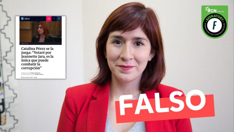Lee más sobre el artículo (Imagen) “Catalina Pérez se la juega: “Votaré por Jeannette Jara, es la única que puede combatir la corrupción””: #Falso