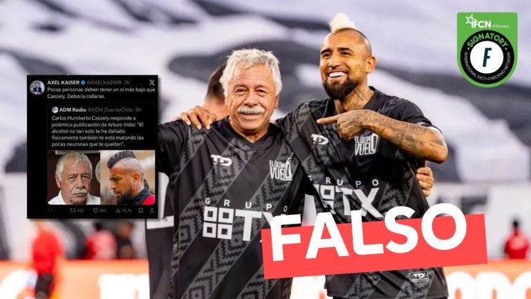 Lee más sobre el artículo “Carlos Caszely responde a  Arturo Vidal: ‘El alcohol no tan solo te ha dañado físicamente también te está matando las pocas neuronas que te quedan'”: #Falso