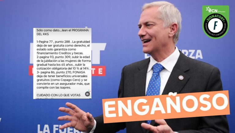 Lee más sobre el artículo (Imagen) Programa de Kast busca modificar la gratuidad en educación superior, subir la edad de jubilación y cambiar beneficios de Fonasa: #Engañoso