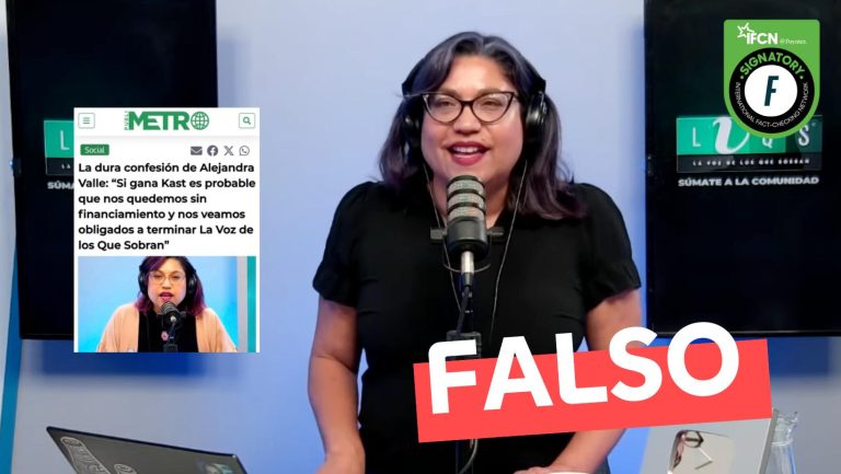 Lee más sobre el artículo Alejandra Valle: “Si gana Kast es posible que nos quedemos sin financiamiento y nos veamos obligados a terminar La Voz de los Que Sobran”: #Falso