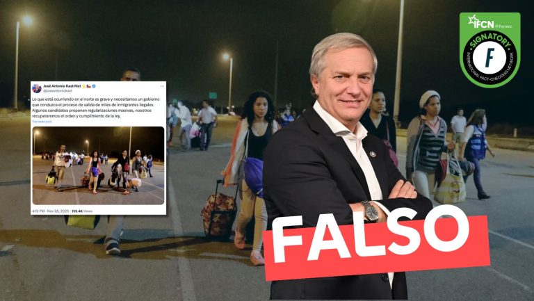 Lee más sobre el artículo Imagen compartida por José Antonio Kast que muestra caravana de migrantes en el norte de Chile: #Falso