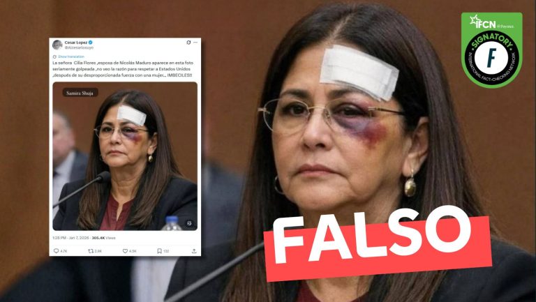 Lee más sobre el artículo (Imagen) “Cilia Flores, esposa de Nicolás Maduro, aparece en esta foto seriamente golpeada”: #Falso