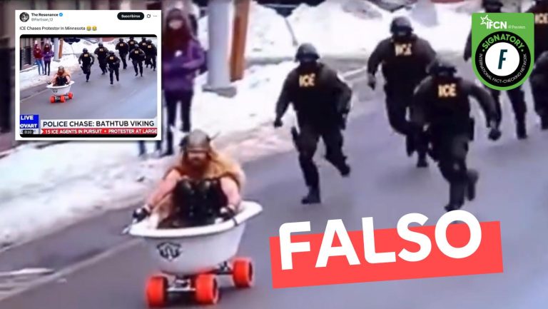 Lee más sobre el artículo (Video) ICE persigue a manifestante disfrazado de vikingo por las calles de Minneapolis: #Falso