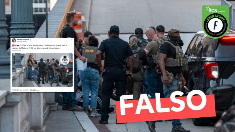 Lee más sobre el artículo (Imagen) El ICE detuvo a venezolanos en Nueva York que celebraban la captura de Maduro: #Falso