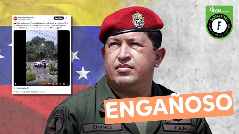 Lee más sobre el artículo (Video) “Venezolanos derriban y arrastran estatuas de (Hugo) Chávez tras la captura de Maduro”: #Engañoso