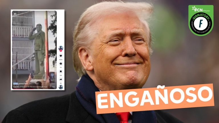 Lee más sobre el artículo (Video) “El pueblo venezolano derriba monumento de Hugo Chávez (…) Agradecen a Donald Trump”: #Engañoso