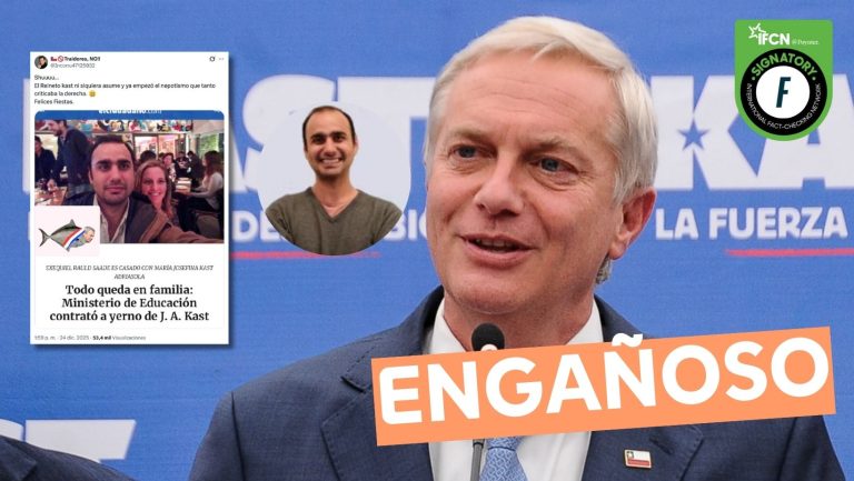 Lee más sobre el artículo (Imagen) “Kast ni siquiera asume y ya empezó el nepotismo”: “Mineduc contrató a yerno de José Antonio Kast”: #Engañoso