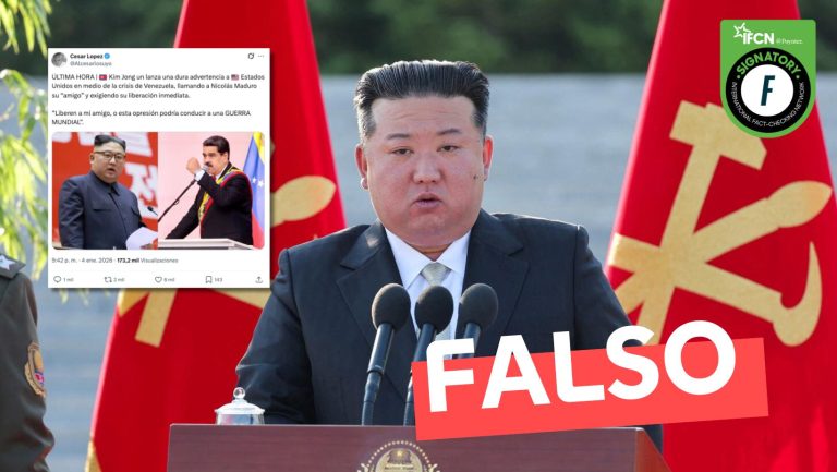 Lee más sobre el artículo Kim Jong-un sobre Maduro: “Liberen a mi amigo, o esta opresión podría conducir a una Guerra Mundial”: #Falso