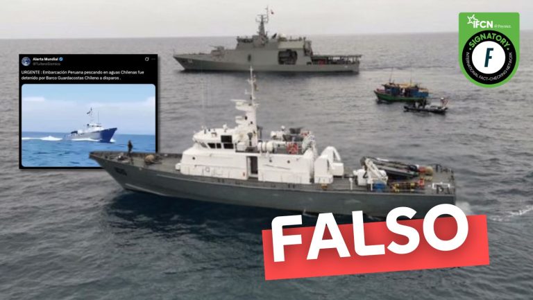 Lee más sobre el artículo (Video) “Embarcación peruana pescando en aguas chilenas fue detenida por barco guardacostas chileno a disparos”: #Falso