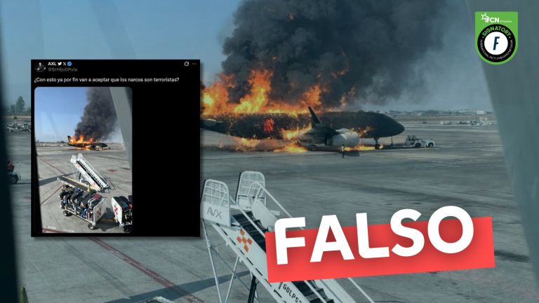 Lee más sobre el artículo (Imagen) Avión quemándose en México tras la muerte del líder narco ‘El Mencho’: #Falso