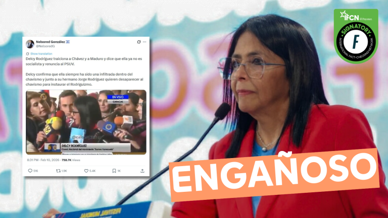 Lee más sobre el artículo (Video) “Delcy Rodríguez traiciona a Chávez y a Maduro (…) y renuncia al PSUV”: #Engañoso