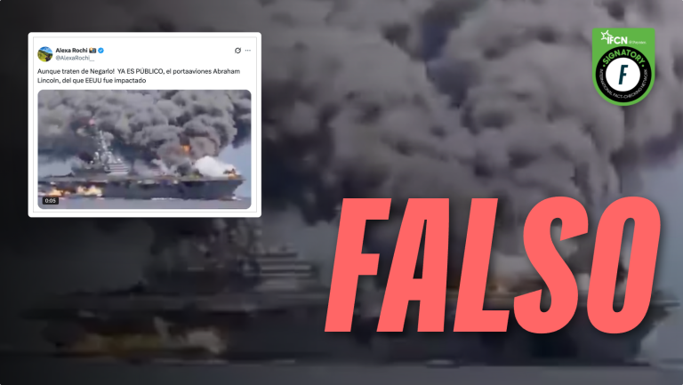 Lee más sobre el artículo (Video) Portaviones USS Abraham Lincoln quemándose tras bombardeo iraní: #Falso
