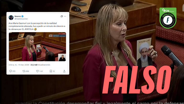 Lee más sobre el artículo (Imagen) Ana María Gazmuri juró como diputada con foto del fallecido Ayatolá de Irán, Alí Jamenei: #Falso
